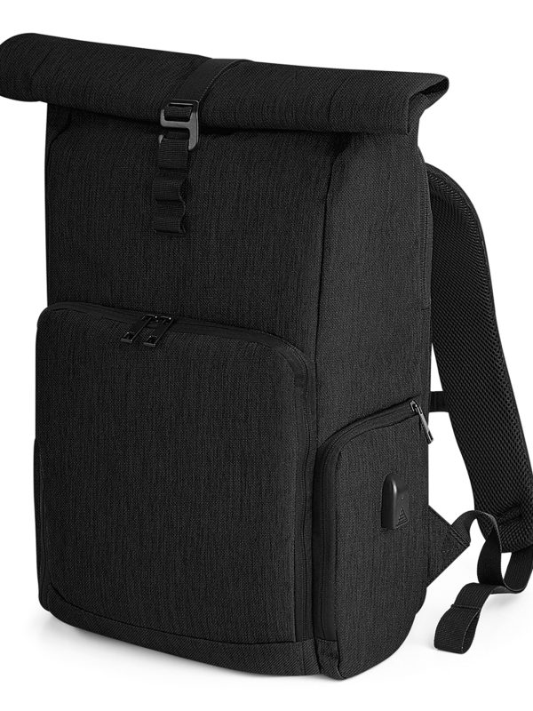 Black Q-Tech charge roll-top backpack