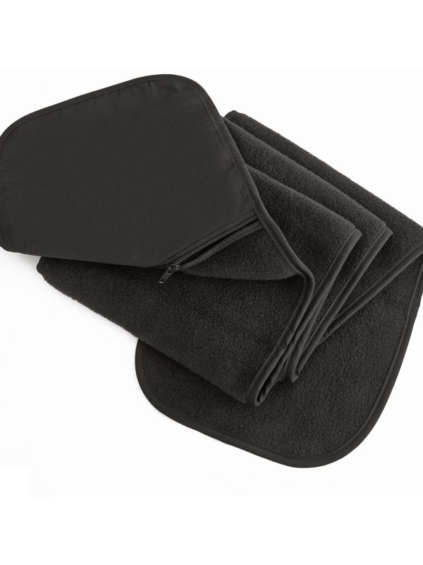 Black Polartherm™ fleece scarf with zip pocket