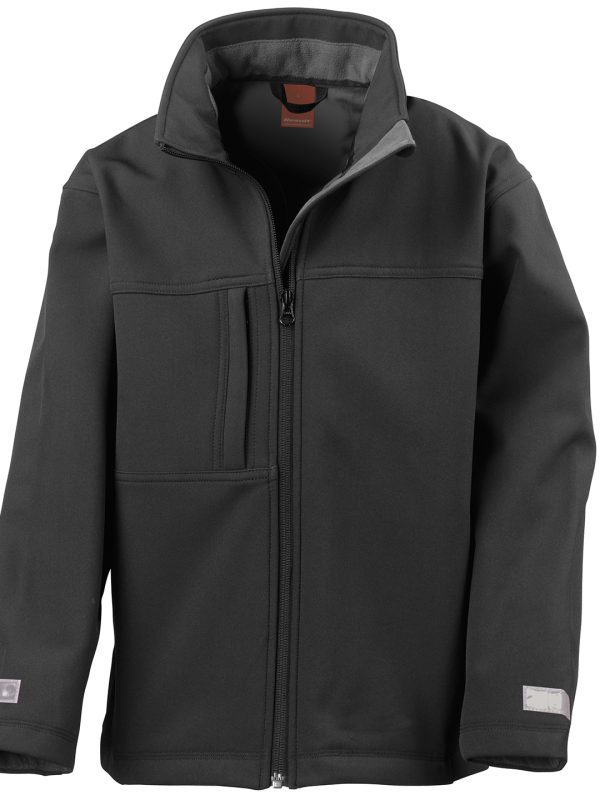 Black Junior classic softshell 3-layer jacket