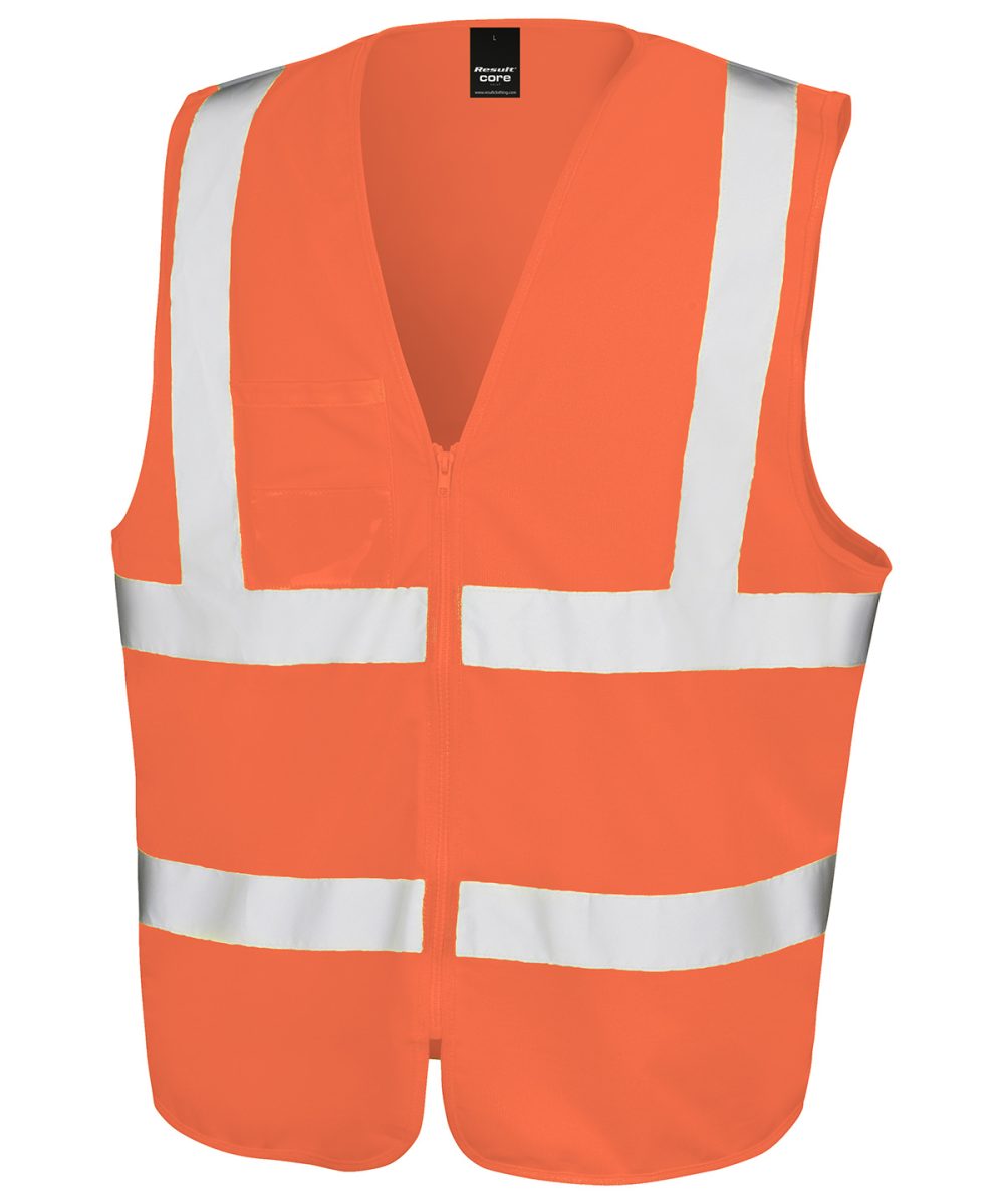 Orange Core zip ID safety tabard