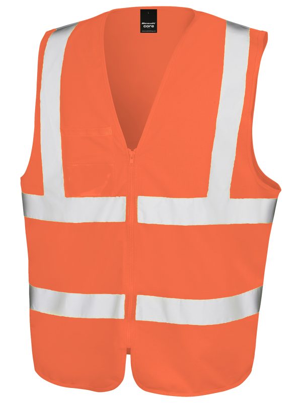 Orange Core zip ID safety tabard