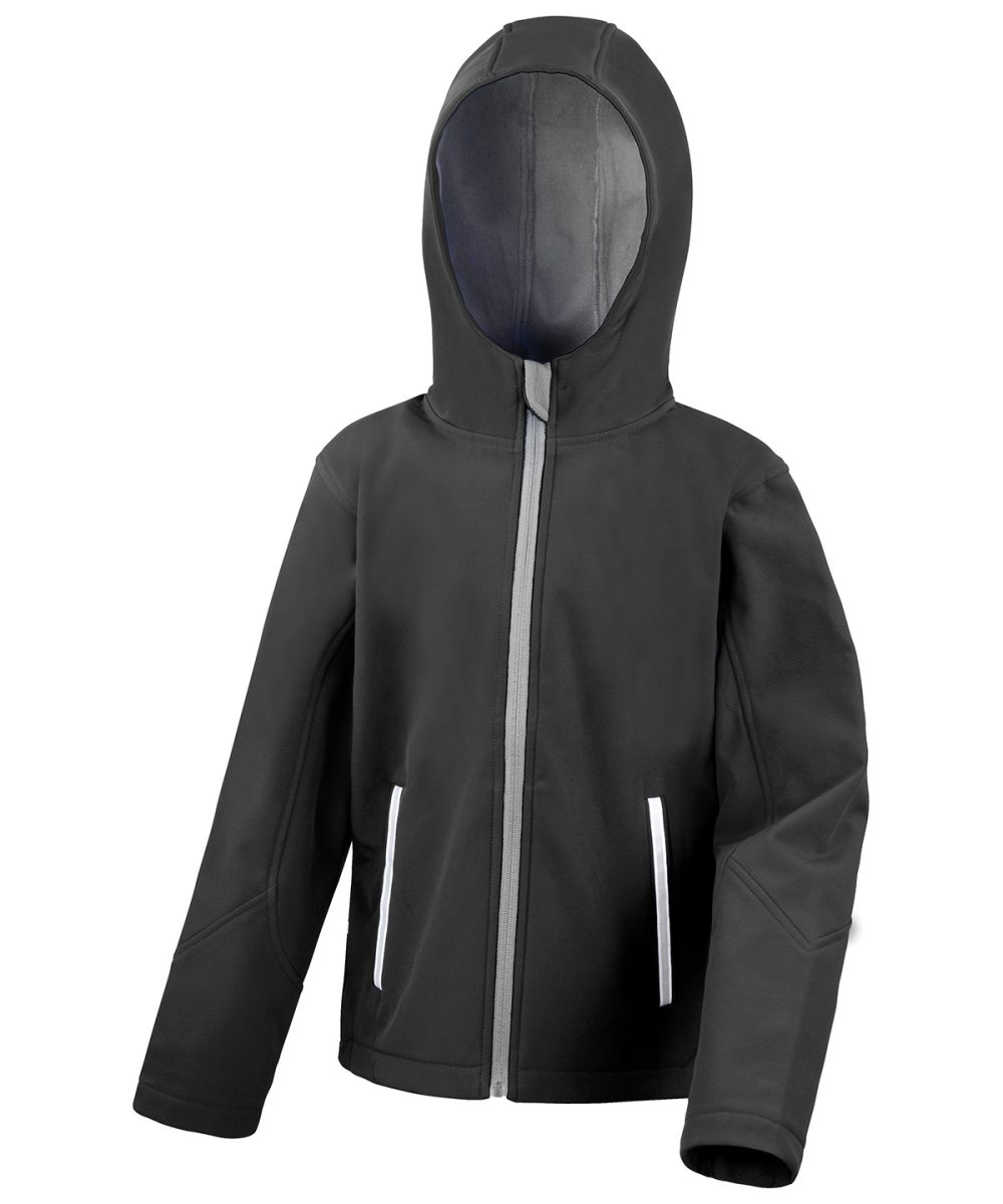 Black/Grey Core junior TX performance hooded softshell jacket