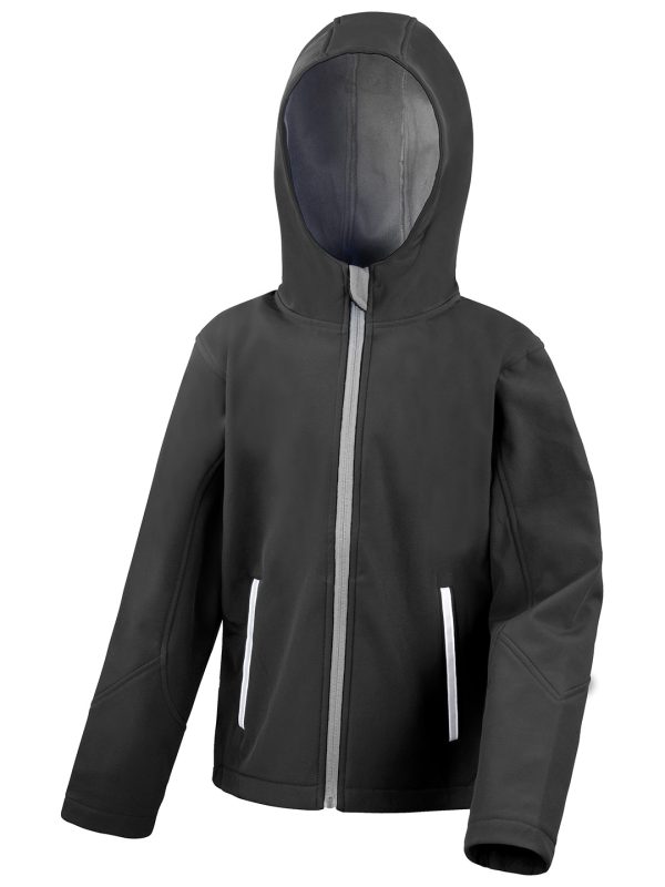 Black/Grey Core junior TX performance hooded softshell jacket