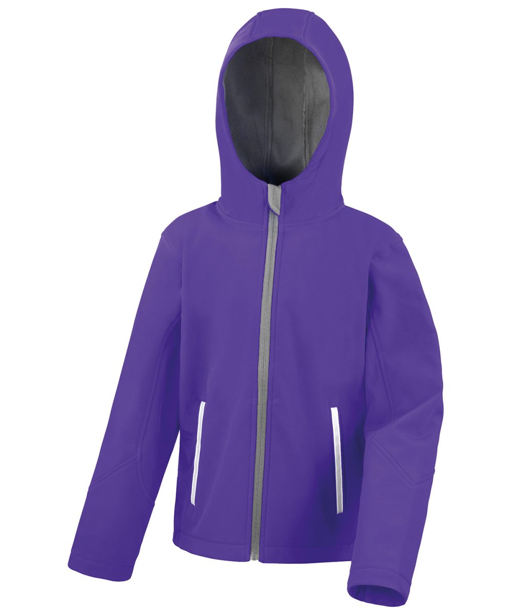 Purple/Grey Core junior TX performance hooded softshell jacket