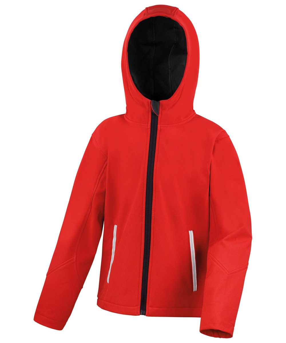 Red/Black Core junior TX performance hooded softshell jacket