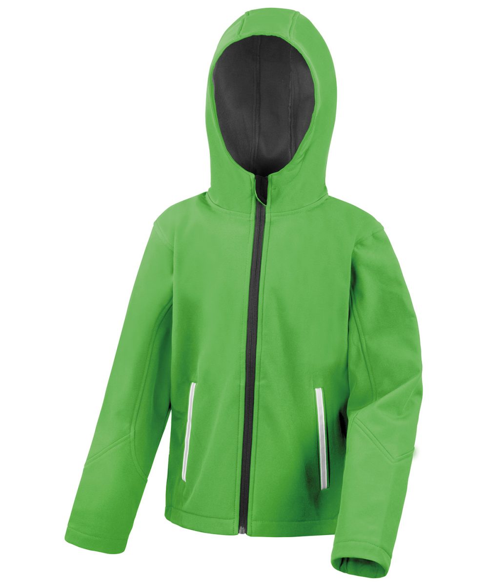 Vivid Green/Black Core junior TX performance hooded softshell jacket