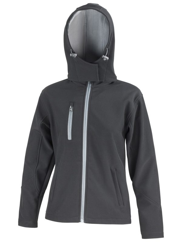 Black/Grey Women's Core TX performance hooded softshell jacket