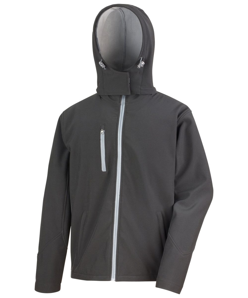 Black/Grey Core TX performance hooded softshell jacket