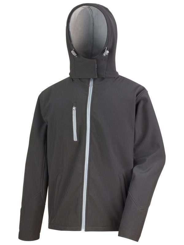 Black/Grey Core TX performance hooded softshell jacket