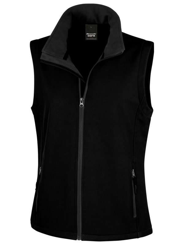 Black/Black Women's printable softshell bodywarmer