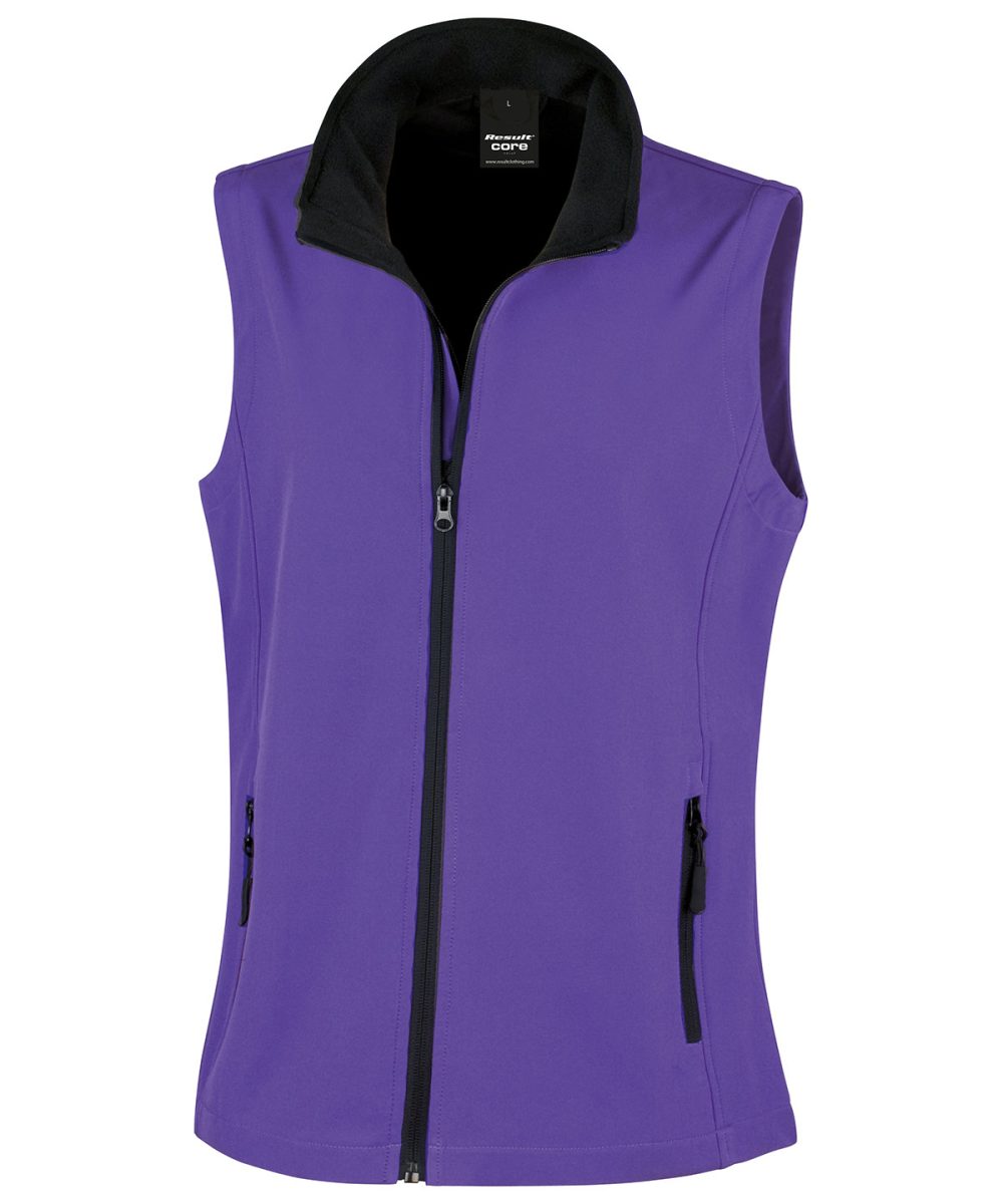 Purple/Black Women's printable softshell bodywarmer