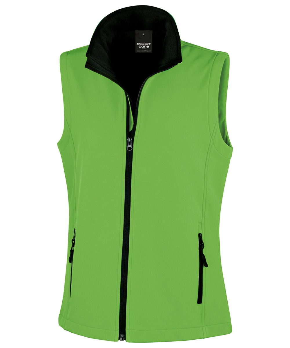 Vivid Green/Black Women's printable softshell bodywarmer