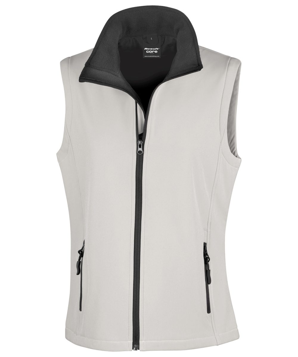 White/Black Women's printable softshell bodywarmer