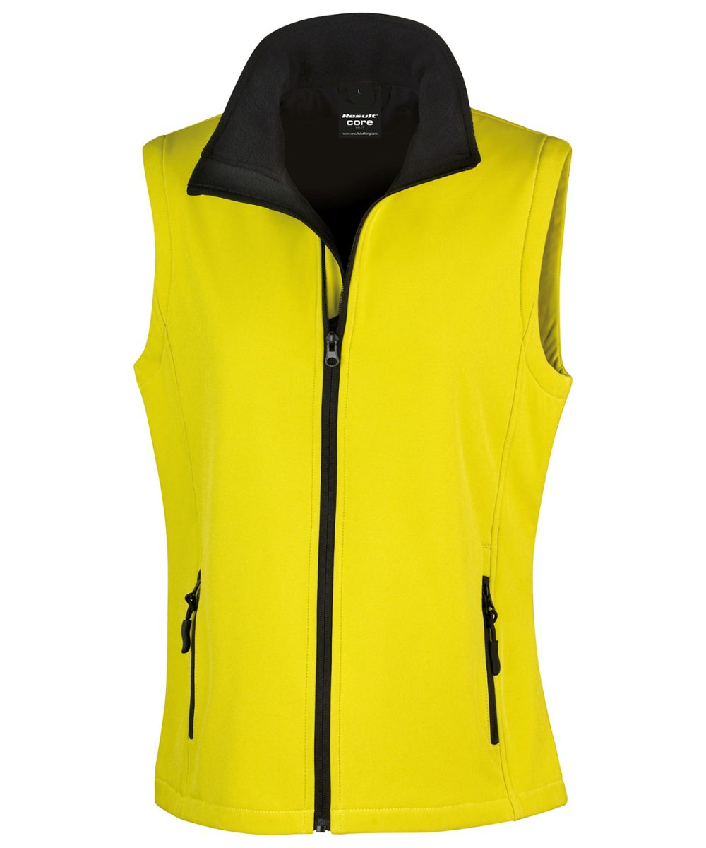 Yellow/Black Women's printable softshell bodywarmer