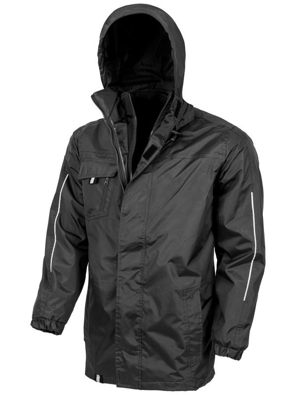 Black 3-in1 CORE transit jacket with printable softshell inner