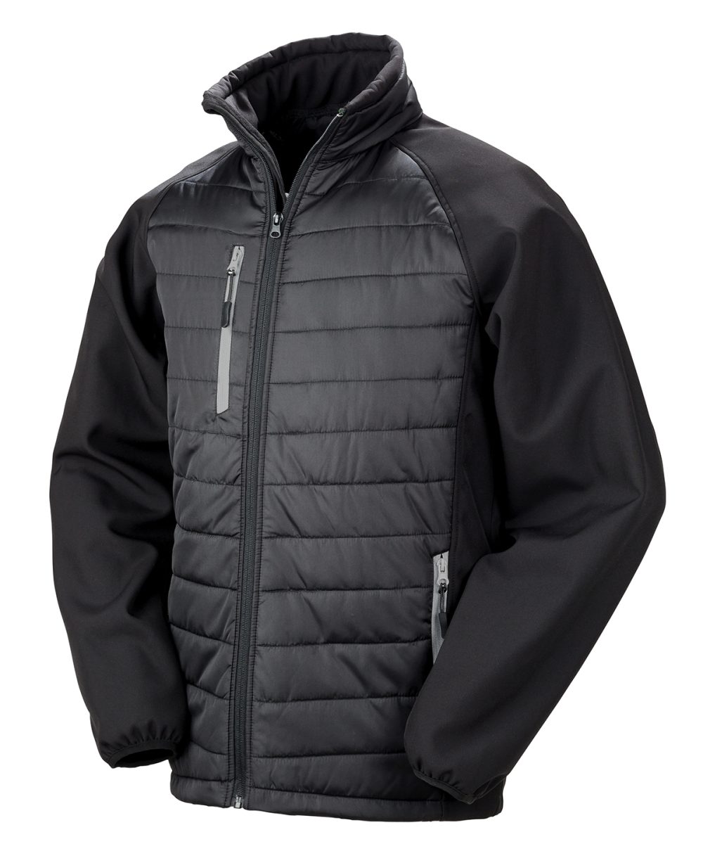 Black/Grey Compass padded softshell jacket