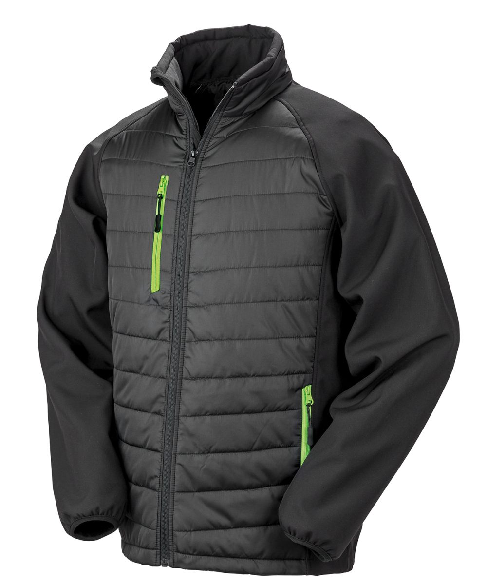 Black/Lime Compass padded softshell jacket