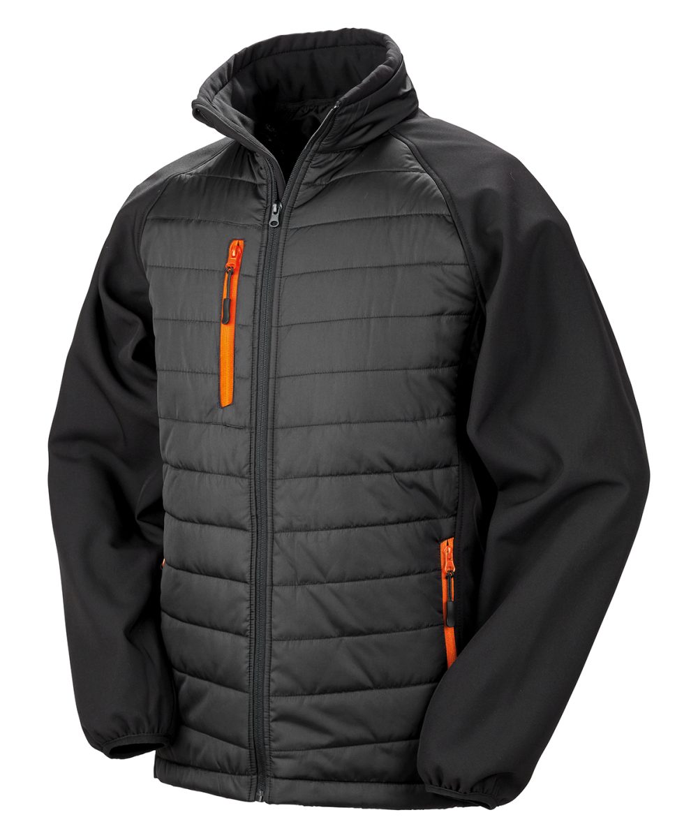 Black/Orange Compass padded softshell jacket