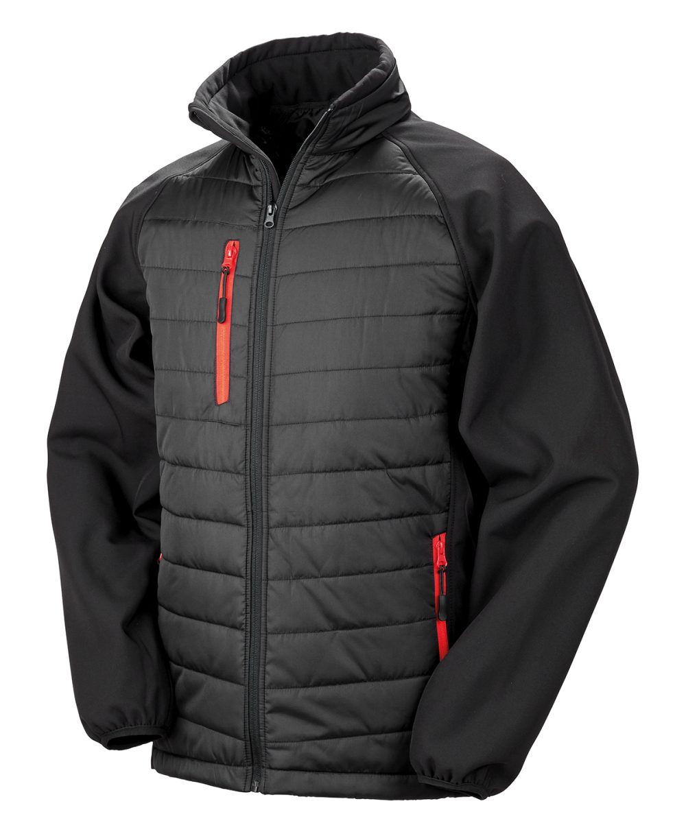 Black/Red Compass padded softshell jacket