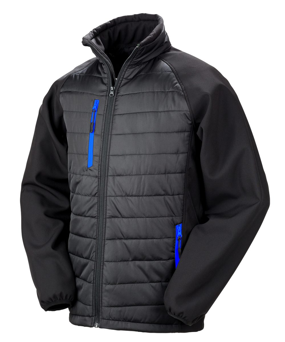 Black/Royal Compass padded softshell jacket