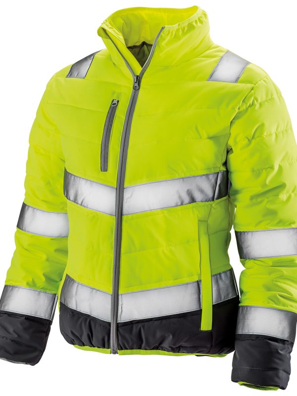 Fluorescent Yellow/Grey Women's soft padded safety jacket