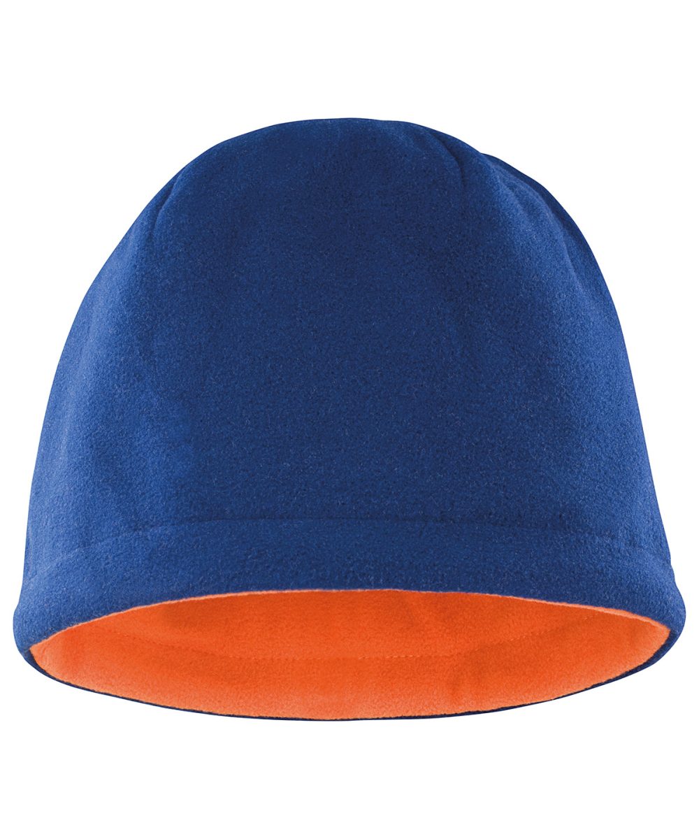 Navy/Orange Reversible fleece skull hat