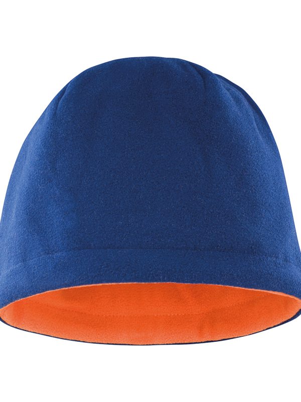 Navy/Orange Reversible fleece skull hat