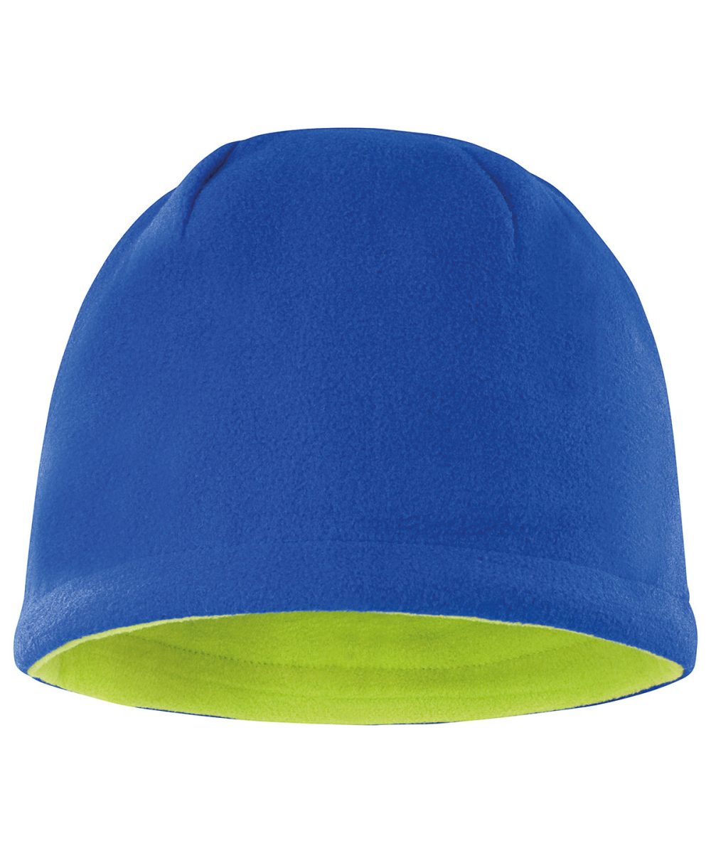 Royal/Lime Reversible fleece skull hat