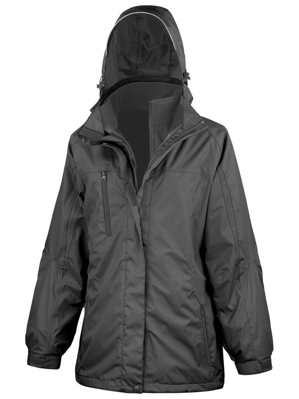 Black/Black Women's 3-in-1 journey jacket with softshell inner