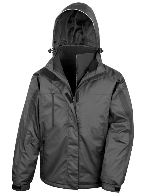 Black/Black 3-in-1 journey jacket with softshell inner