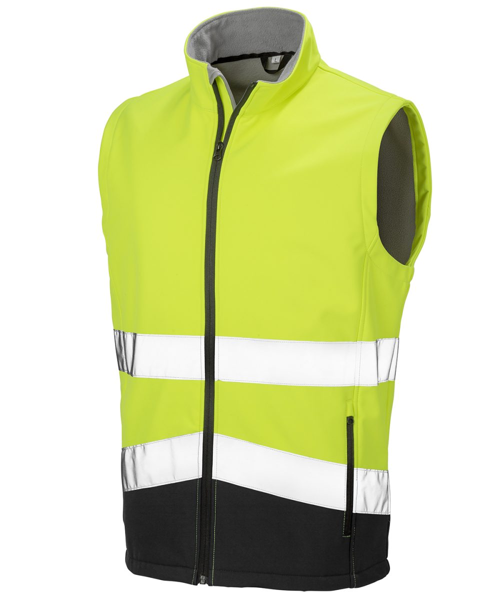 Fluorescent Yellow/Black Printable safety softshell gilet