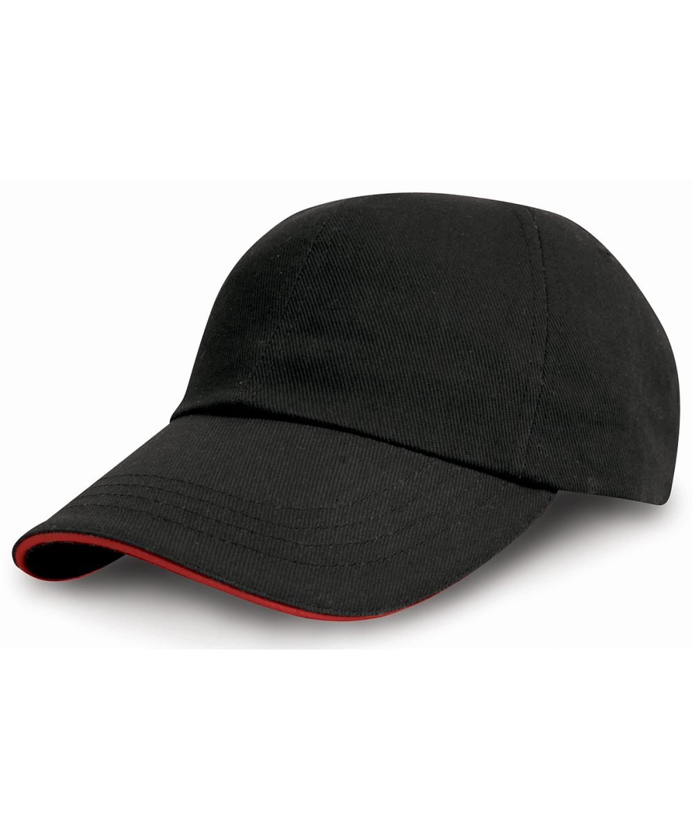 Black/Red Heavy cotton drill pro-style with sandwich peak