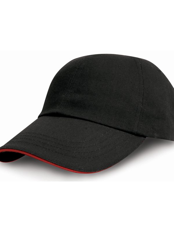 Black/Red Heavy cotton drill pro-style with sandwich peak