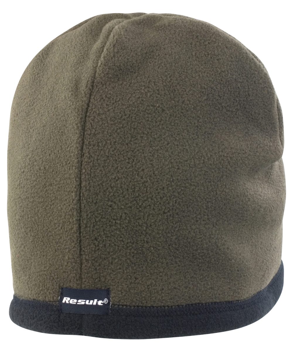 Olive/Black Reversible microfleece bob hat