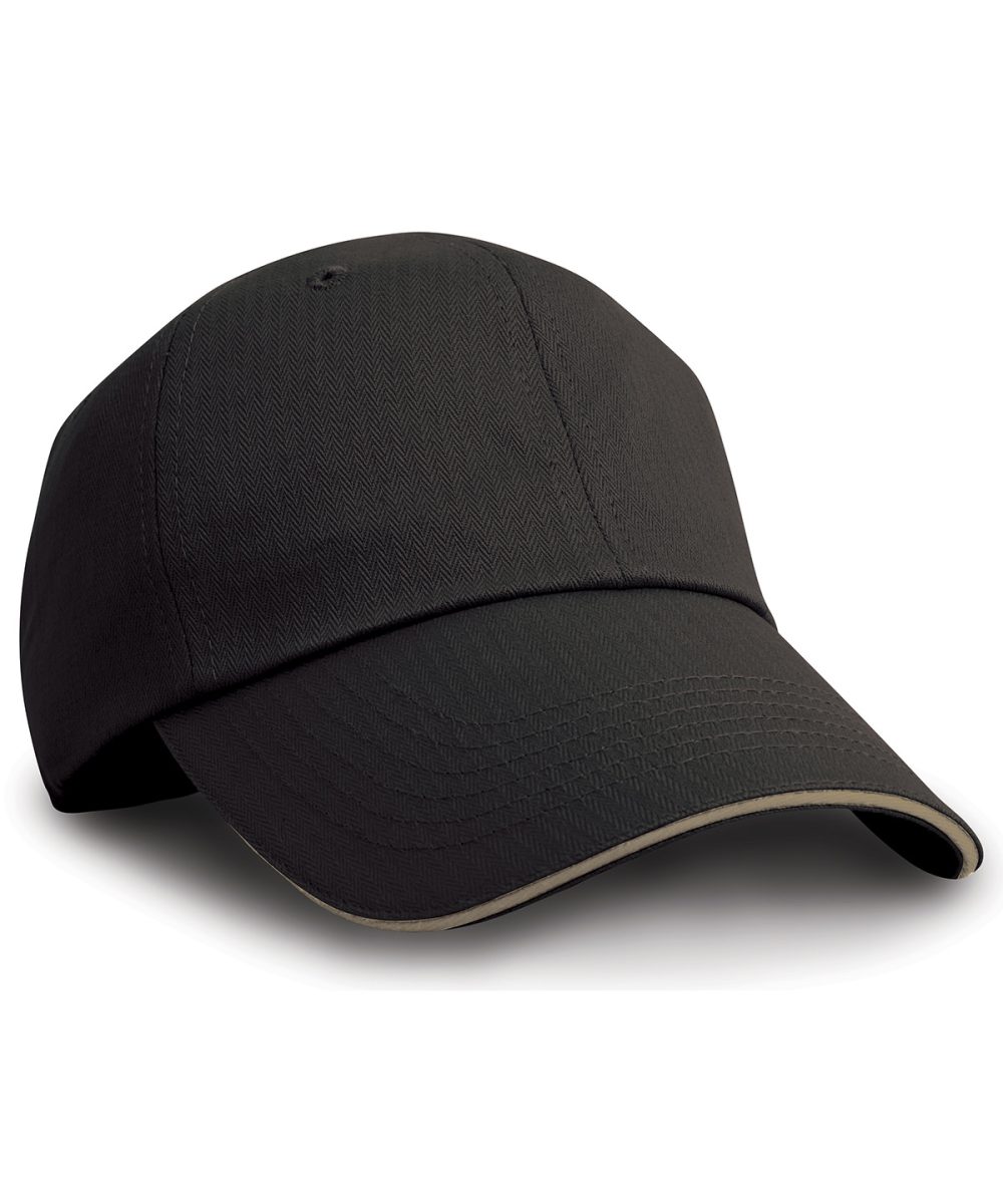 Black/Tan Herringbone cap with sandwich peak