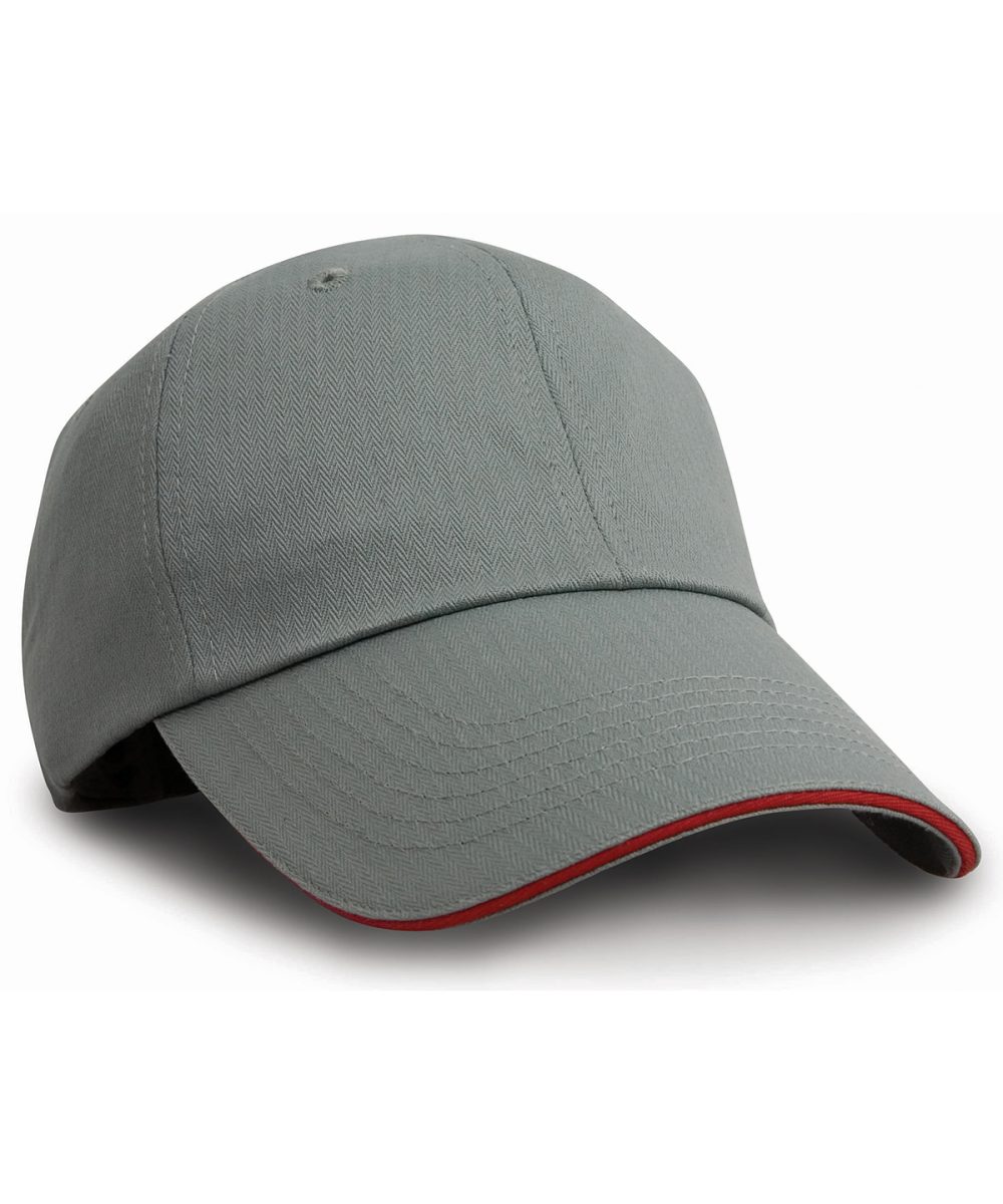 Grey/Red Herringbone cap with sandwich peak