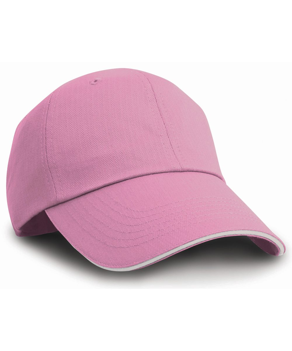 Pink/White Herringbone cap with sandwich peak