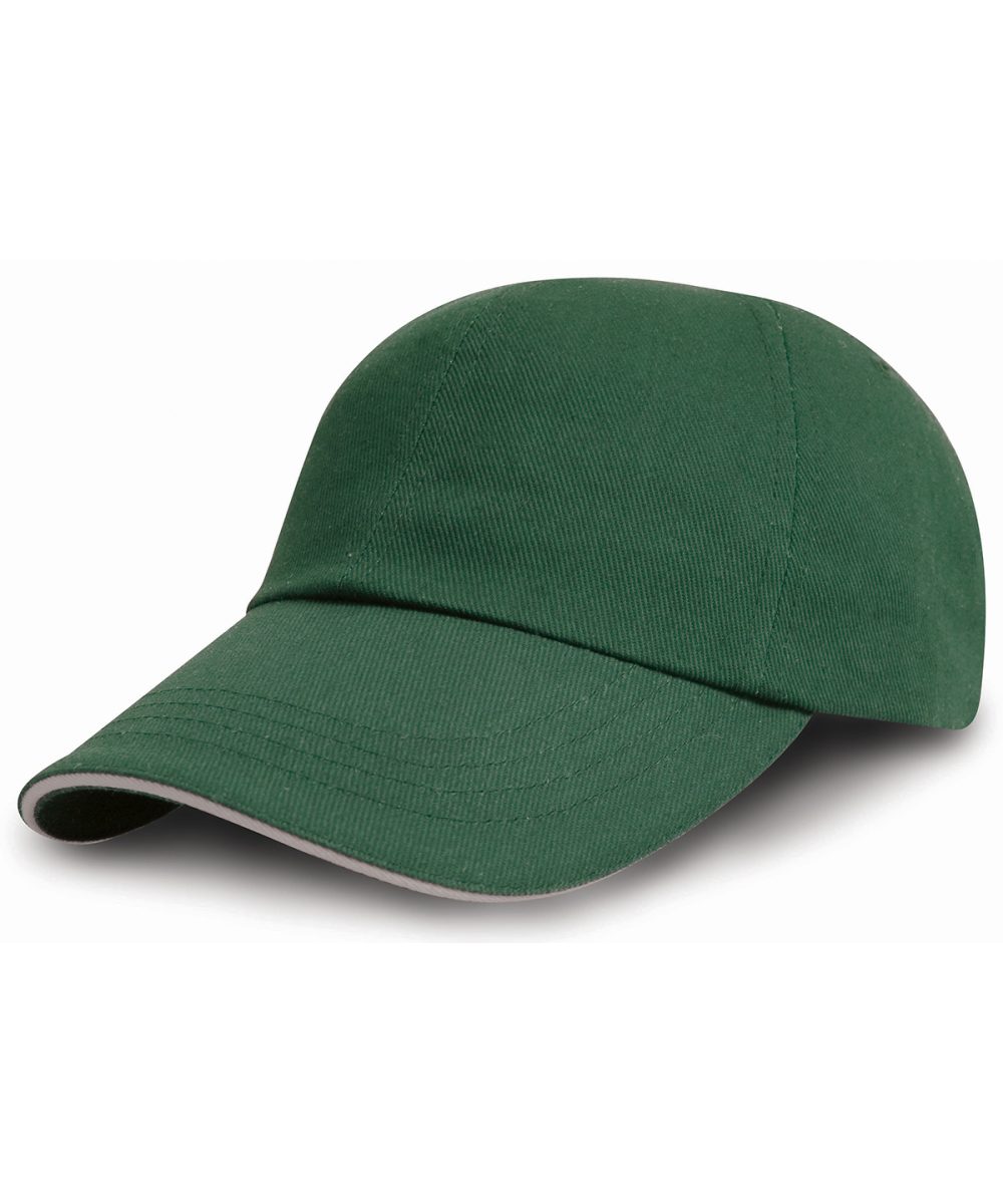 Forest/Putty Brushed coton printers/embroiderers cap with sandwich peak