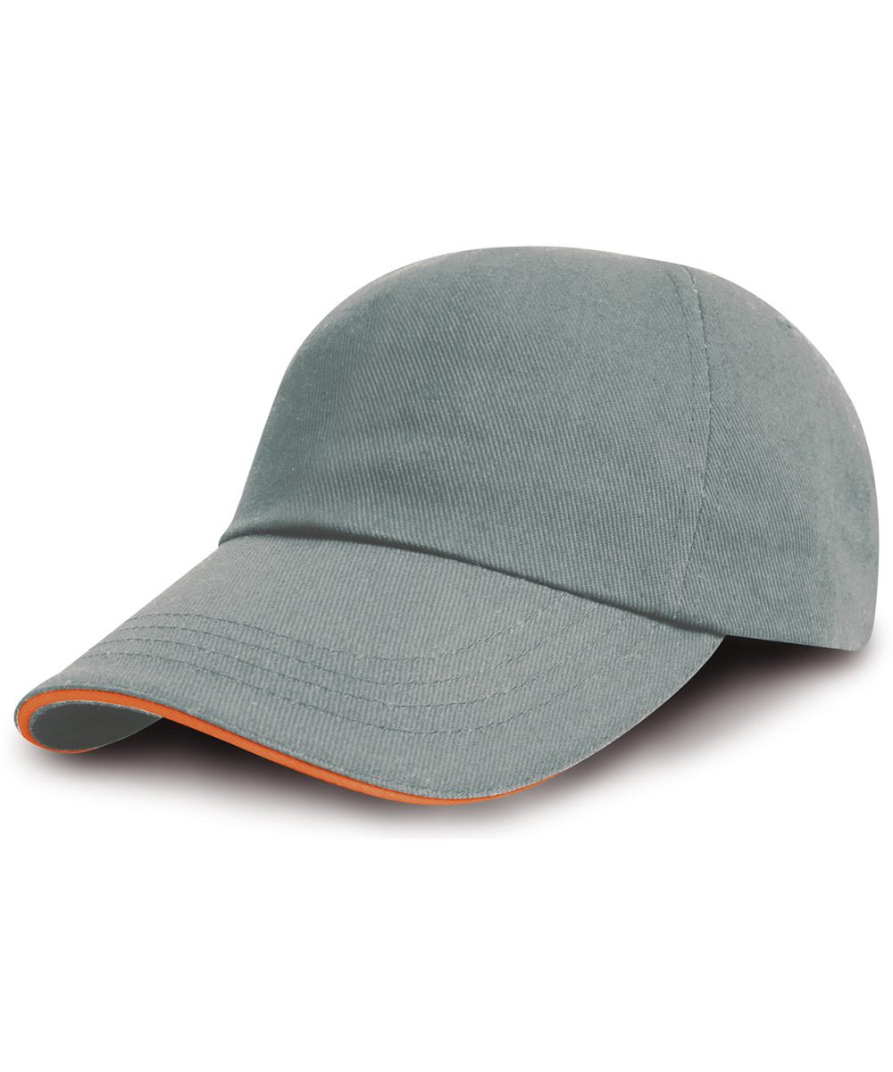 Heather/Amber Brushed coton printers/embroiderers cap with sandwich peak