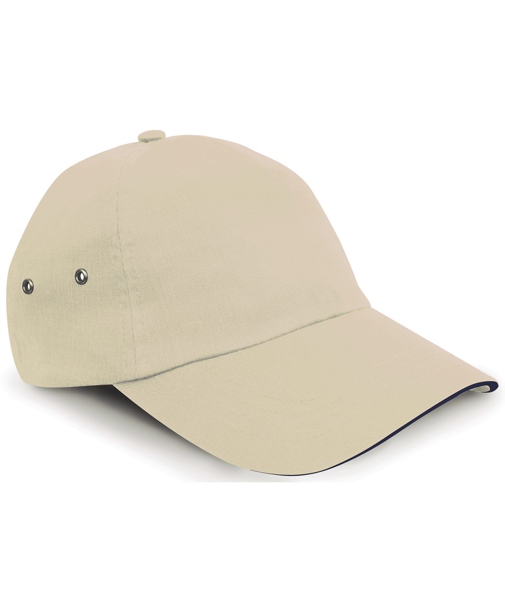 Putty/Navy Printers plush cotton 5-panel cap