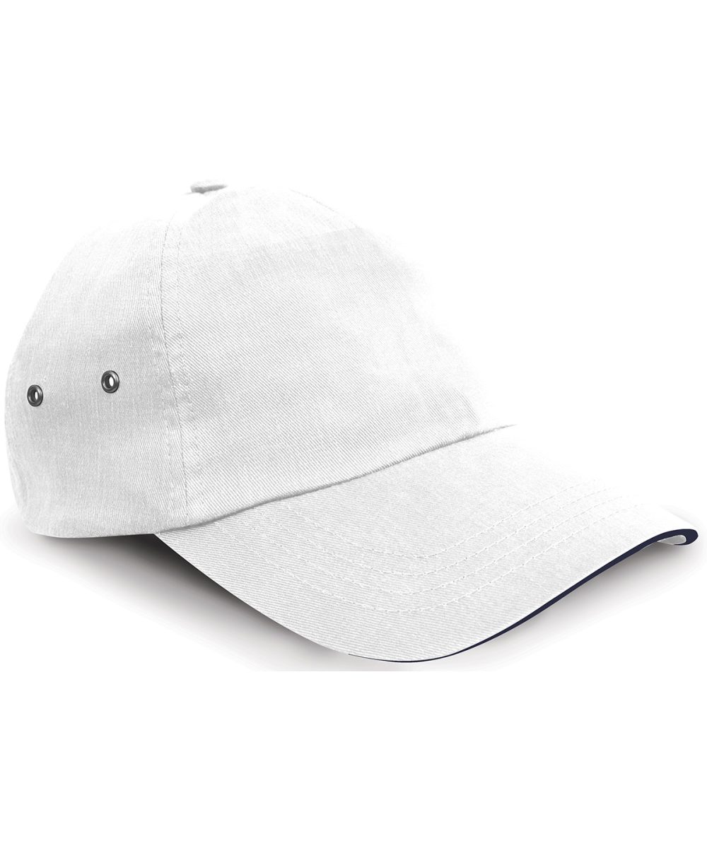 White/Navy Printers plush cotton 5-panel cap