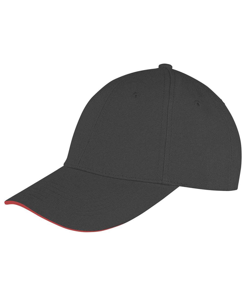 Black/Red Memphis brushed cotton low-profile sandwich peak cap