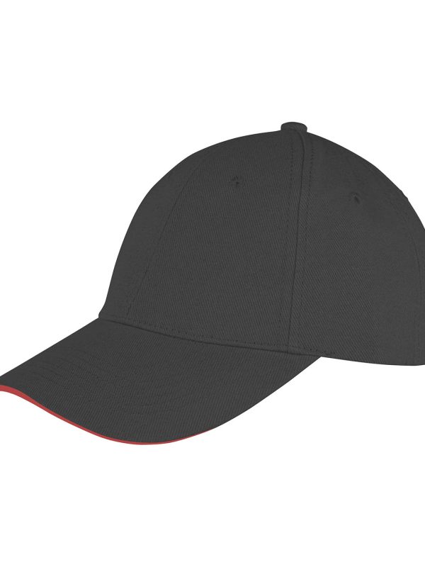 Black/Red Memphis brushed cotton low-profile sandwich peak cap