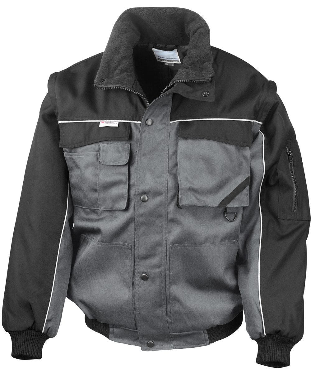 Grey/Black Work-Guard zip sleeve heavy-duty pilot jacket