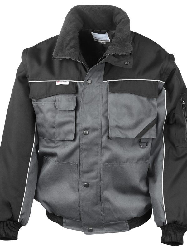 Grey/Black Work-Guard zip sleeve heavy-duty pilot jacket