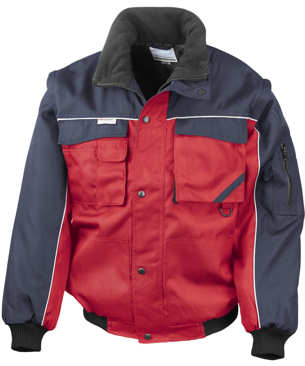 Red/Navy Work-Guard zip sleeve heavy-duty pilot jacket