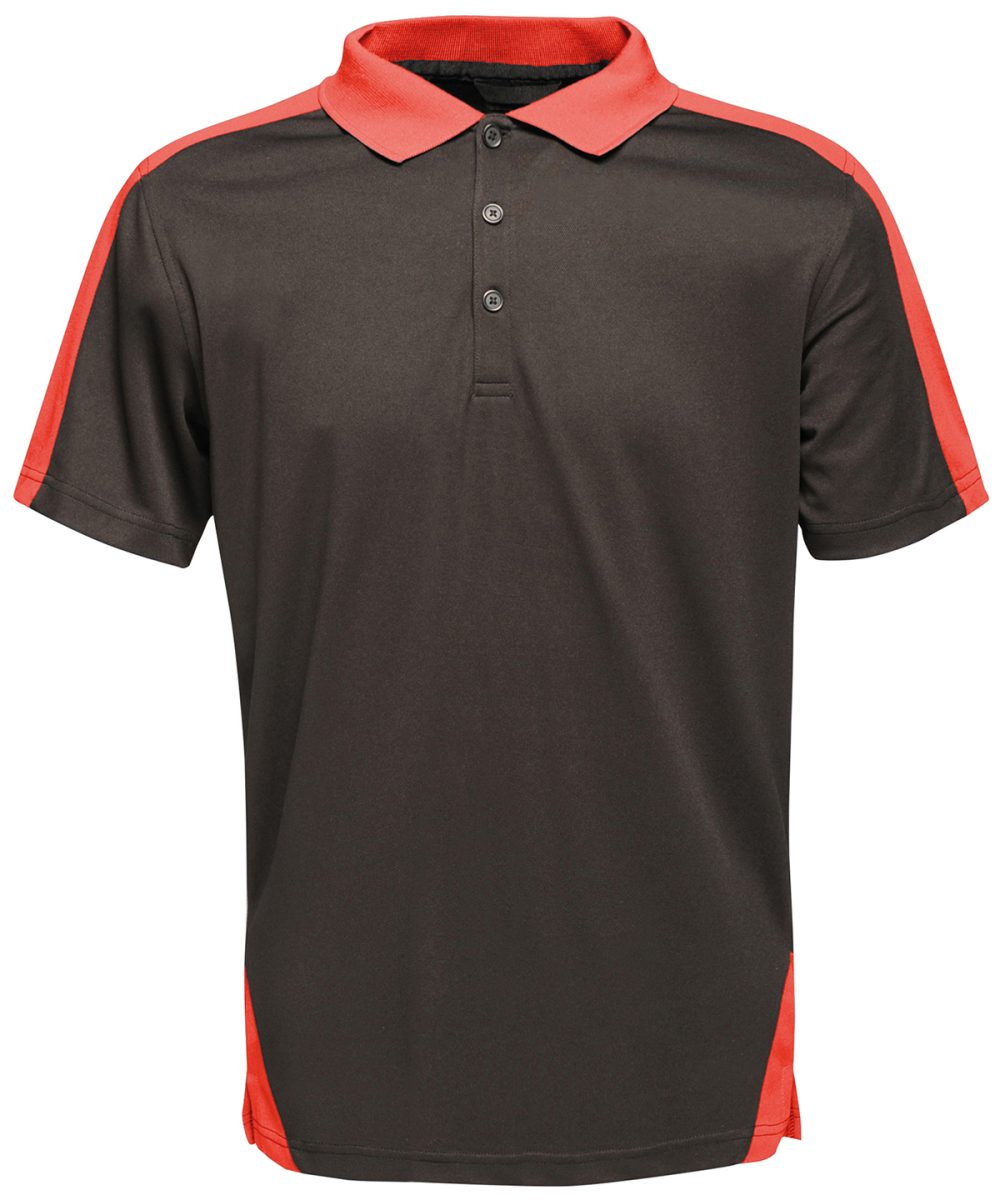 Black/Classic Red Contrast wicking polo