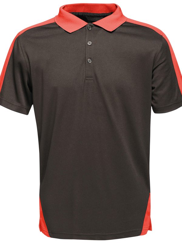 Black/Classic Red Contrast wicking polo