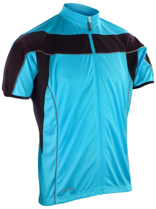 Aqua/Black Spiro bikewear full-zip top