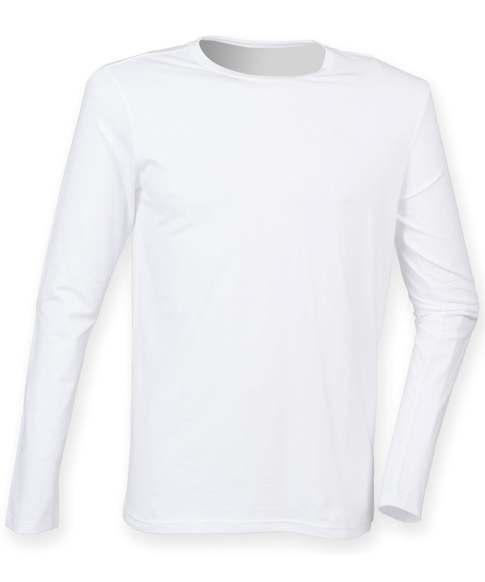 White Feel good long sleeved stretch t-shirt